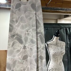 CALIA by Carrie Underwood Gray and White Pleated Maxi Dress